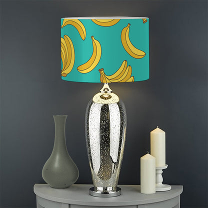Teal Banana Pattern Print Drum Lamp Shade