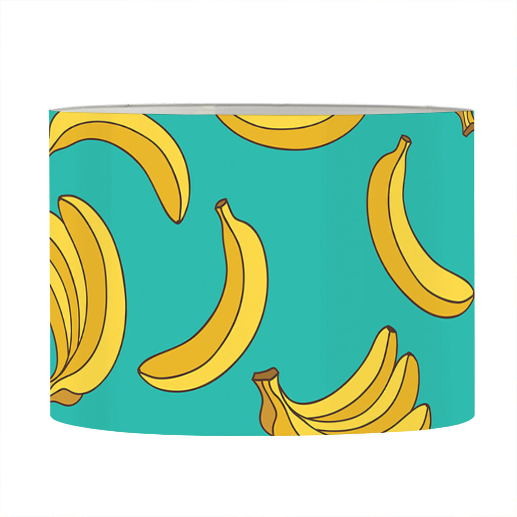 Teal Banana Pattern Print Drum Lamp Shade
