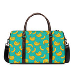 Teal Banana Pattern Print Duffle Bag