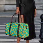 Teal Banana Pattern Print Duffle Bag