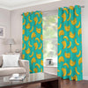 Teal Banana Pattern Print Extra Wide Grommet Curtains