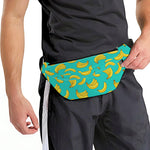 Teal Banana Pattern Print Fanny Pack