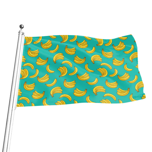 Teal Banana Pattern Print Flag