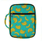 Teal Banana Pattern Print Front Pocket Bible Bag