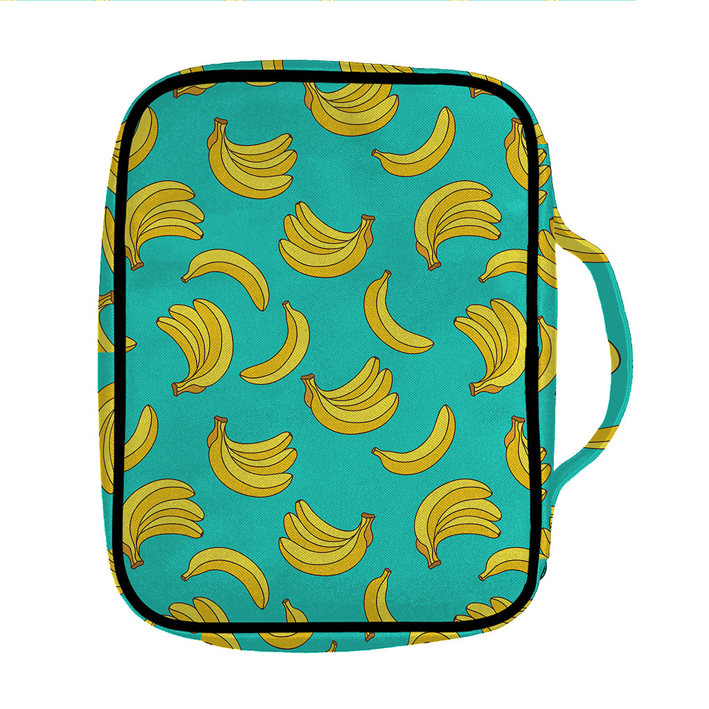 Teal Banana Pattern Print Front Pocket Bible Bag