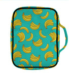 Teal Banana Pattern Print Front Pocket Bible Bag
