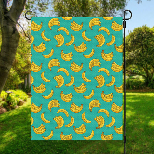 Teal Banana Pattern Print Garden Flag