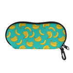 Teal Banana Pattern Print Glasses Case