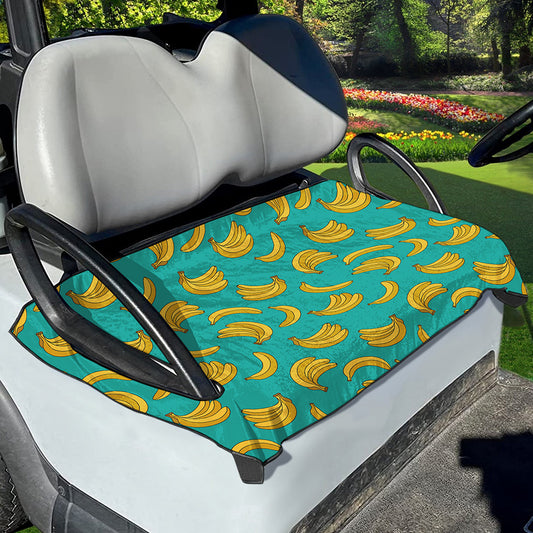 Teal Banana Pattern Print Golf Cart Seat Cover