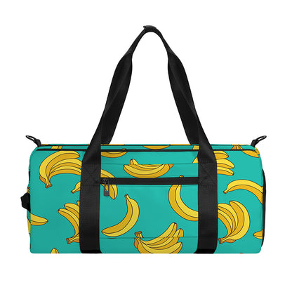 Teal Banana Pattern Print Gym Bag
