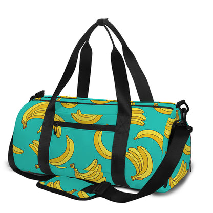 Teal Banana Pattern Print Gym Bag