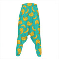 Teal Banana Pattern Print Hammer Pants