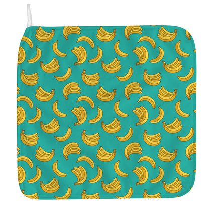 Teal Banana Pattern Print Hand Towel