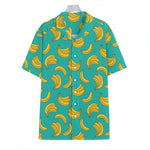 Teal Banana Pattern Print Hawaiian Shirt