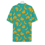 Teal Banana Pattern Print Hawaiian Shirt