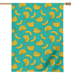 Teal Banana Pattern Print House Flag