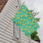 Teal Banana Pattern Print House Flag