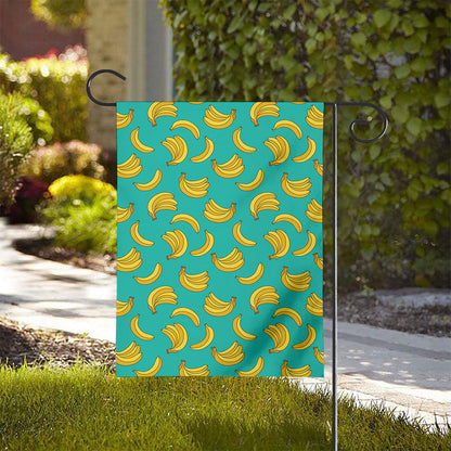 Teal Banana Pattern Print House Flag