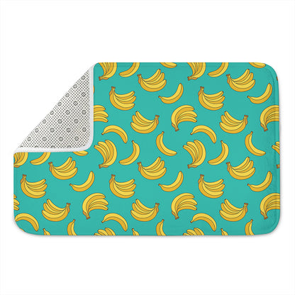 Teal Banana Pattern Print Indoor Door Mat