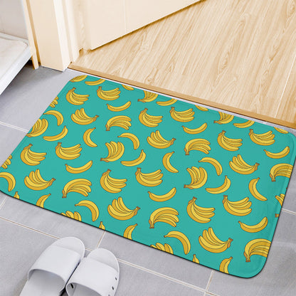 Teal Banana Pattern Print Indoor Door Mat