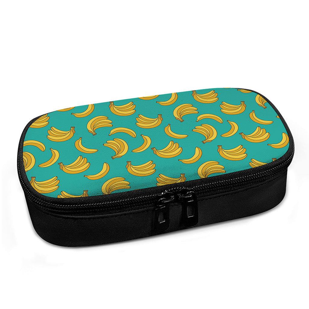 Teal Banana Pattern Print Insulin Cooler Travel Case
