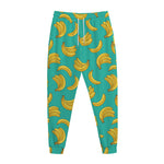 Teal Banana Pattern Print Jogger Pants