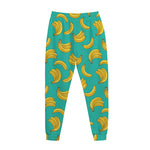 Teal Banana Pattern Print Jogger Pants
