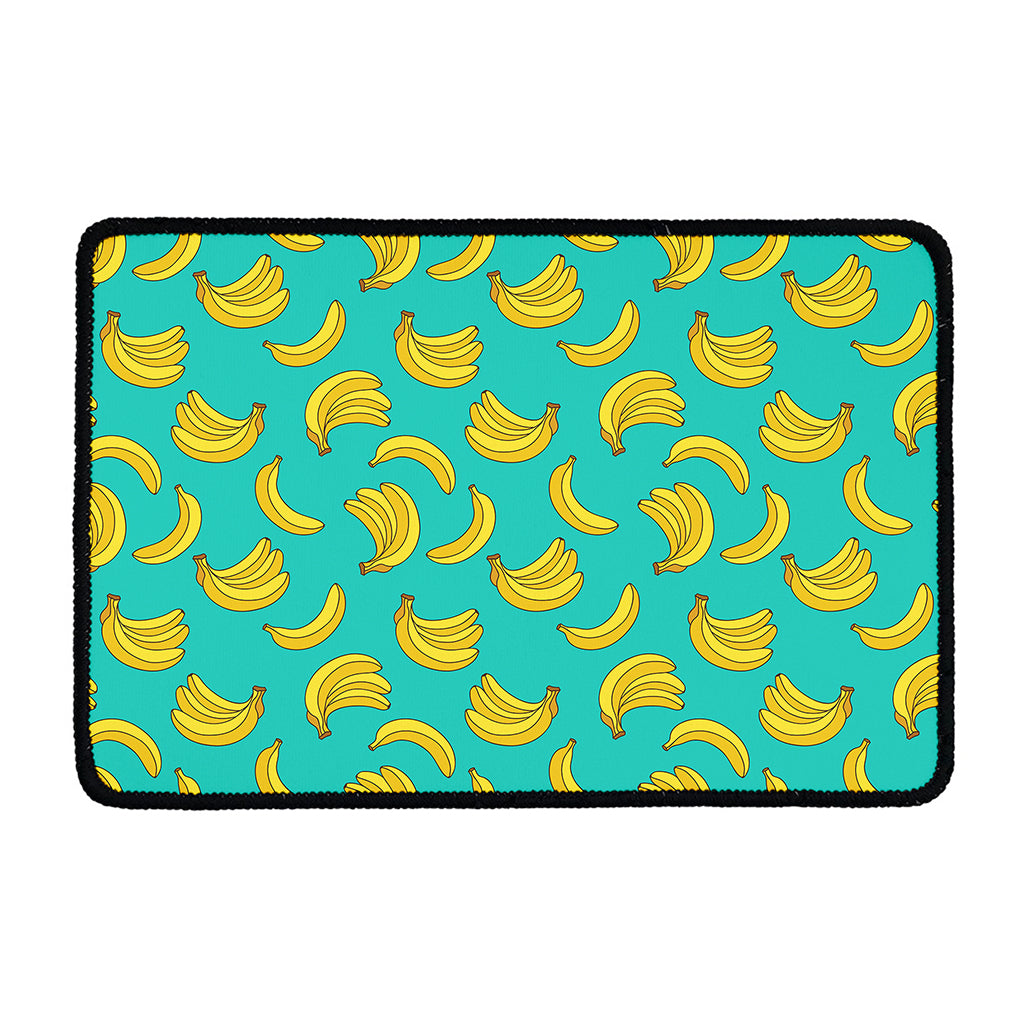 Teal Banana Pattern Print Kitchen Mat