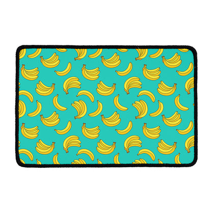 Teal Banana Pattern Print Kitchen Mat