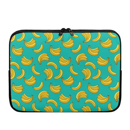 Teal Banana Pattern Print Laptop Sleeve