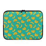 Teal Banana Pattern Print Laptop Sleeve