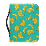 Teal Banana Pattern Print Leather Bible Cover