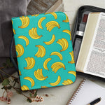 Teal Banana Pattern Print Leather Bible Cover