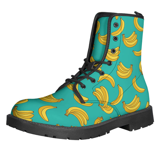 Teal Banana Pattern Print Backpack