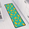 Teal Banana Pattern Print Long Kitchen Mat