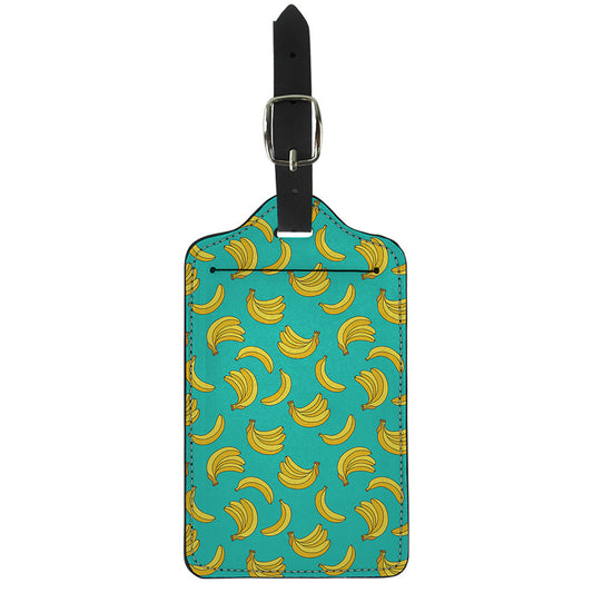 Teal Banana Pattern Print Luggage Tag