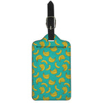 Teal Banana Pattern Print Luggage Tag