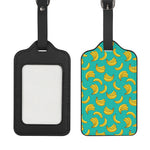 Teal Banana Pattern Print Luggage Tag
