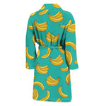Teal Banana Pattern Print Men's Bathrobe