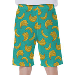 Teal Banana Pattern Print Men's Beach Shorts