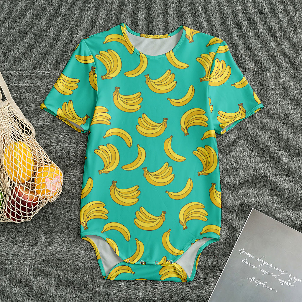 Teal Banana Pattern Print Men's Bodysuit