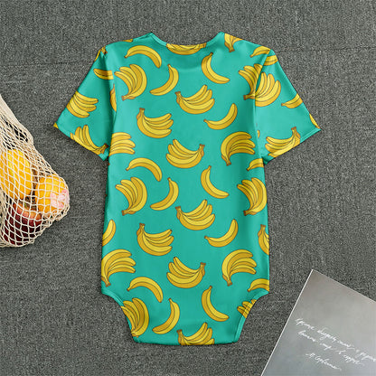 Teal Banana Pattern Print Men's Bodysuit