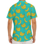 Teal Banana Pattern Print Men's Deep V-Neck Shirt