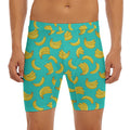 Teal Banana Pattern Print Men's Long Boxer Briefs