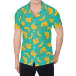 Teal Banana Pattern Print Men's Shirt