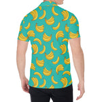 Teal Banana Pattern Print Men's Shirt