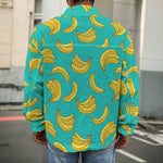 Teal Banana Pattern Print Men's Shirt Jacket