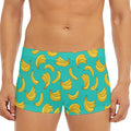 Teal Banana Pattern Print Men's Short Boxer Briefs