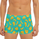 Teal Banana Pattern Print Men's Short Boxer Briefs
