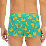 Teal Banana Pattern Print Men's Short Boxer Briefs
